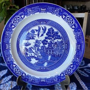 Woods Ware Blue Willow Dinner Plate Wood and Sons England Blue and White Vtg 10"